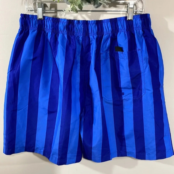 NWOT Cromer Resortwear Swim Trunks Elastic Waist Blue Striped L (36/38) - Picture 4 of 15
